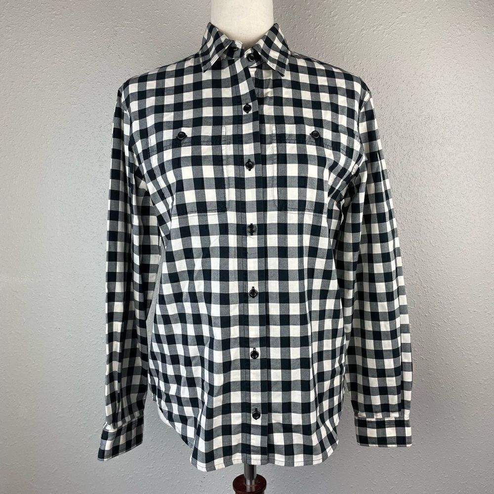 Jones New York Black and White Button Down Shirt Size 4 EUC